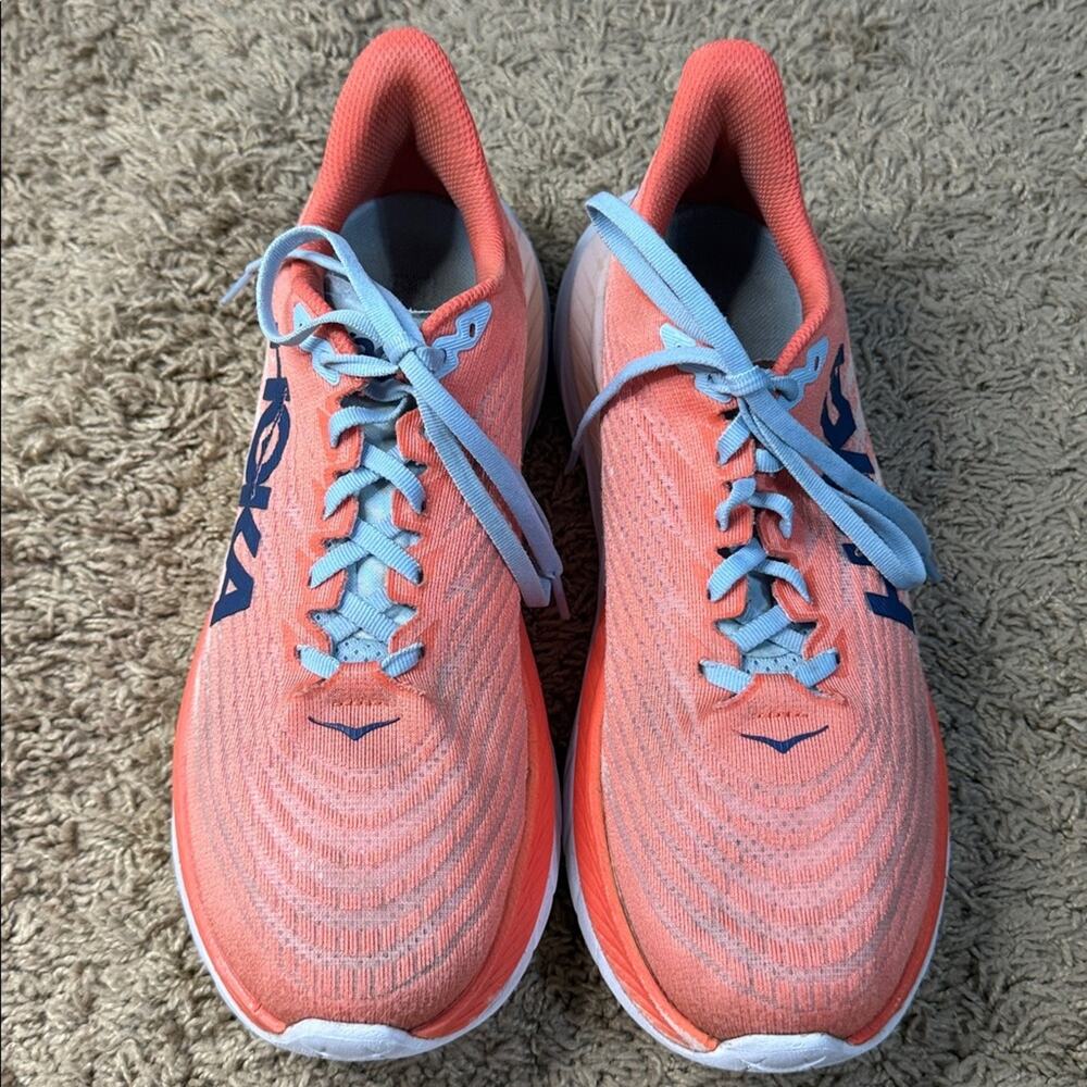 Hoka One One Camellia Peach Parfait Colorway Women Mach 5 Running Shoes 9.5 B